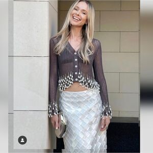 ZARA DIAMOND SATIN EFFECT MIDI SKIRT